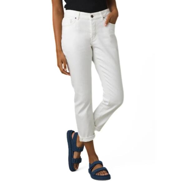 PRANA Women's Buxton Jeans Size 8/29 White Stretch Mid-Rise Boyfriend NWT - Picture 1 of 9